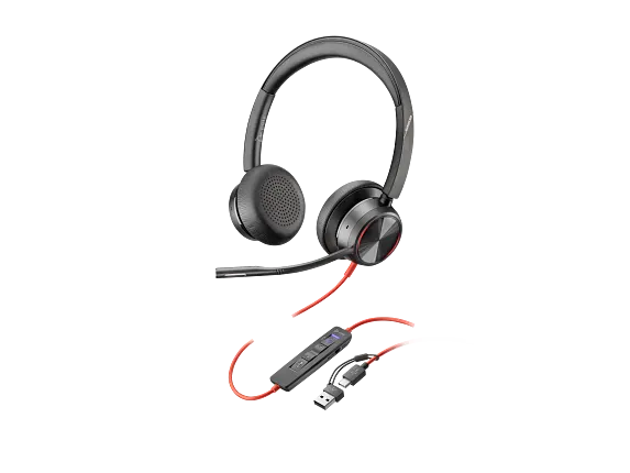 Poly Black wire 8225 Stereo MS Teams USB-C headset +USB-C/A