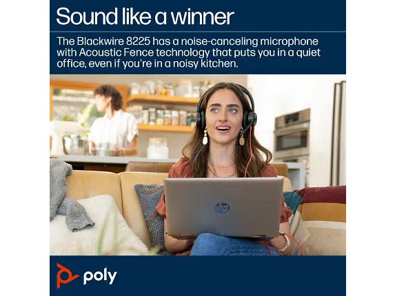 Poly Black wire 8225 Stereo MS Teams USB-C headset +USB-C/A
