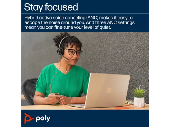 Poly Black wire 8225 Stereo MS Teams USB-C headset +USB-C/A